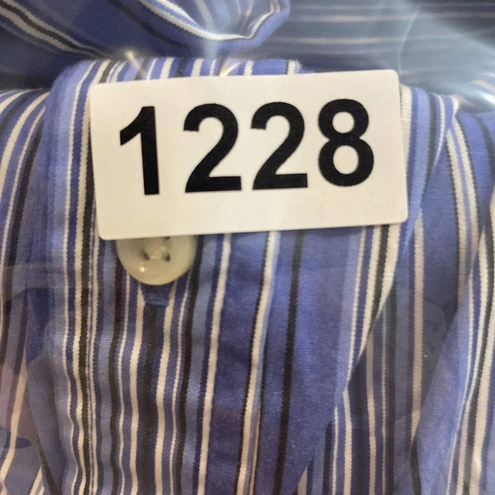Ralph Lauren Button Down Boy XL Blue Striped Pony Logo Long Sleeve Shirt